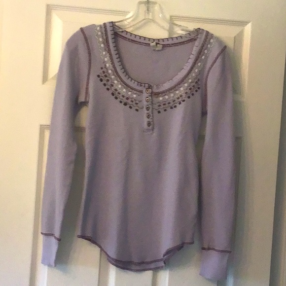 We The Free”-beautiful bohemian long sleeve thermal top with embroidery… - Picture 3 of 5